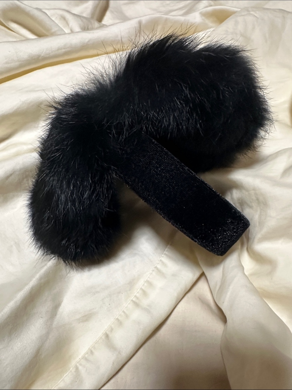 Surell Black rReal rabbit Fur Headband - Women's Cozy Winter Accessory Like new